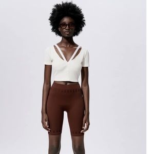 Zara White Cropped Top , Size Medium